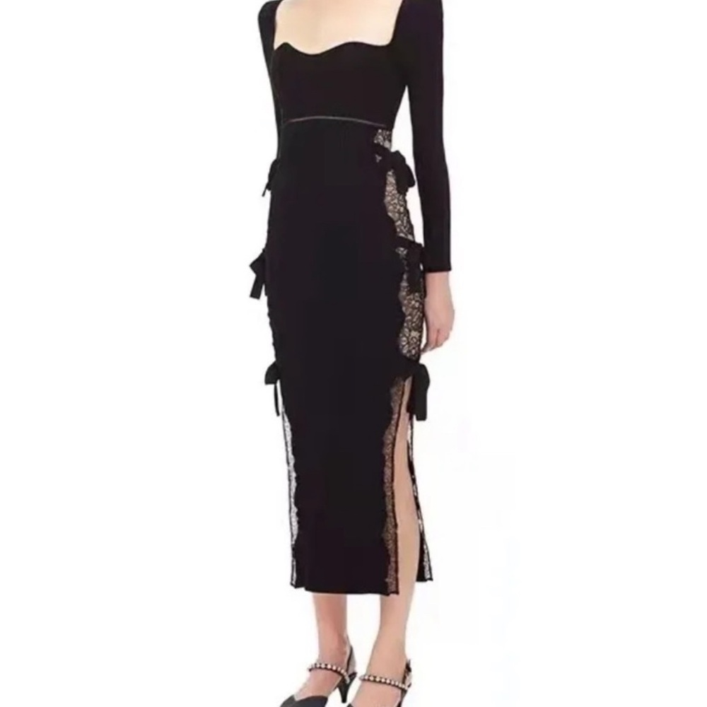 Self-Portrait Black Long Sleeve Lace Dress